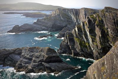 Scenic view of sea and mountains