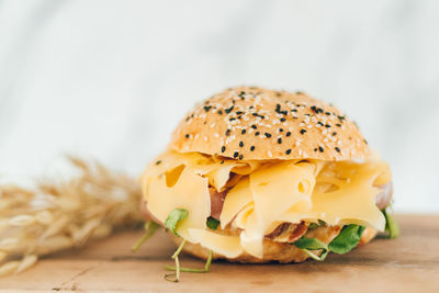 Close-up of food on table