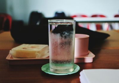 Close-up of drink in glass on table