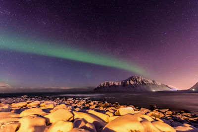 Scenic view of sea at night