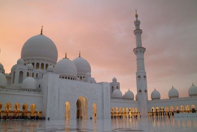 Sheikh zayed mosque against sky during sunset