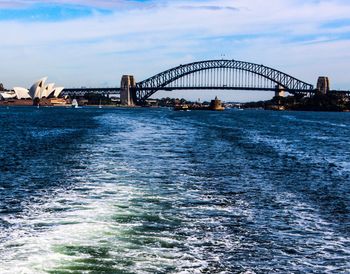 Bridge over river against sky