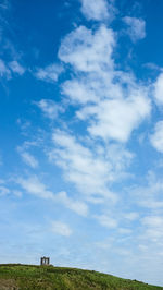 Scenic view of field against cloudy sky