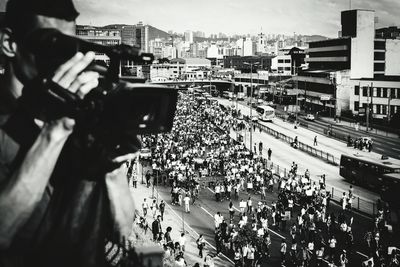 Woman standing in city