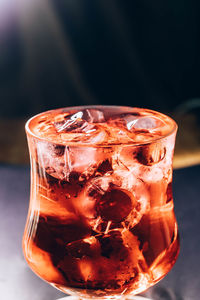 Close-up of drink in glass on table