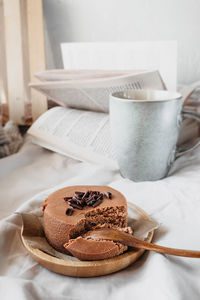 High angle view of breakfast on table