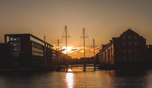 Scenic view of river against sky during sunset