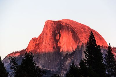 Low angle view of mountain against clear sky