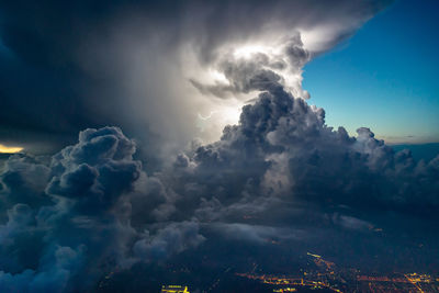 Panoramic view of storm clouds over landscape