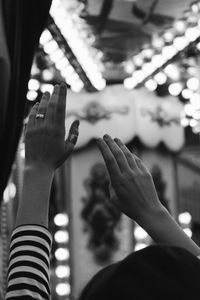 Close-up of hands against blurred background