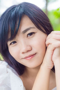 Close-up portrait of a beautiful young woman