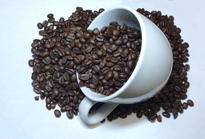 High angle view of coffee beans on table