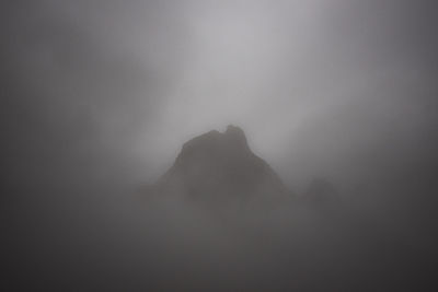 Low angle view of silhouette mountain against sky