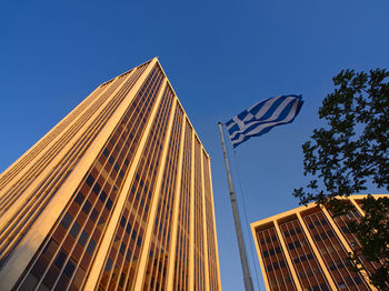 Low angle view of skyscraper against clear sky