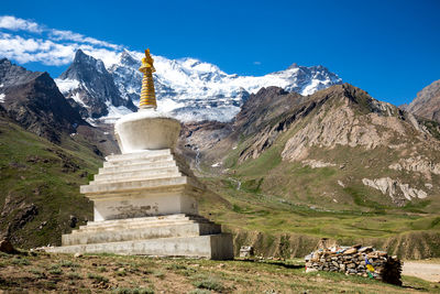 Built structure with mountain in background