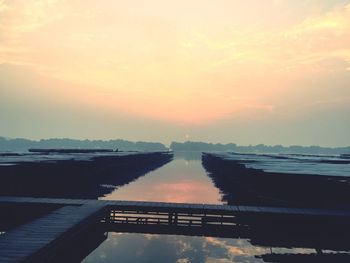 Scenic view of sea at sunset