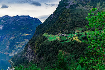 Scenic view of mountains against sky