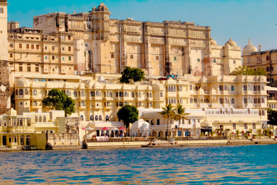 View of swimming pool in city