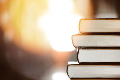 Close-up of books on table