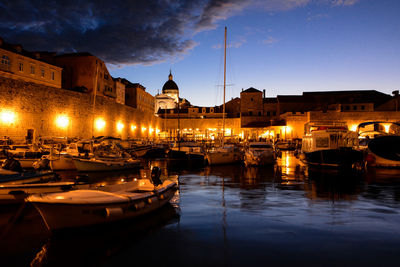 View of illuminated city at night
