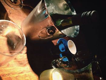 Close-up of hand holding beer glass