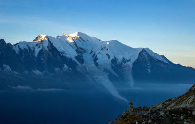 Scenic view of mont blanc against morning sky