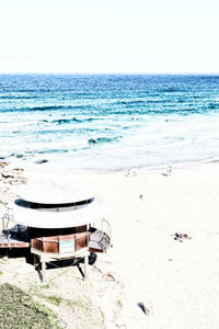 Scenic view of beach against clear sky