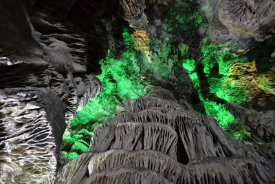 Close-up of rock formation in water