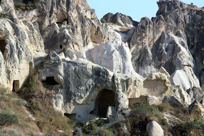 Low angle view of rocks at uchisar castle