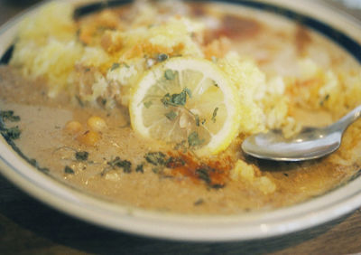 High angle view of food in bowl