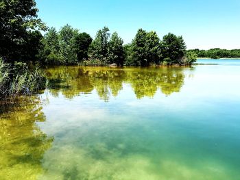 Scenic view of lake against sky