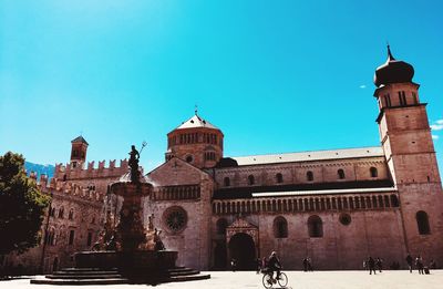 View of historic building against clear blue sky