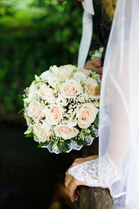 Close-up of rose holding bouquet