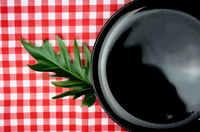 High angle view of drink on table