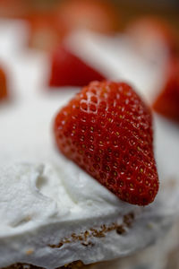 Close-up of strawberry cake