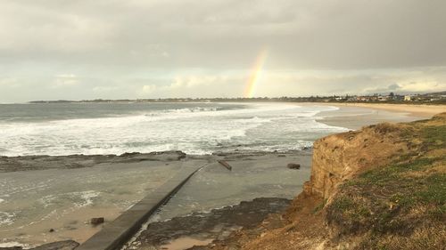 Scenic view of beach against sky