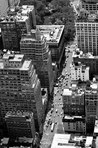 High angle view of road amidst buildings in city