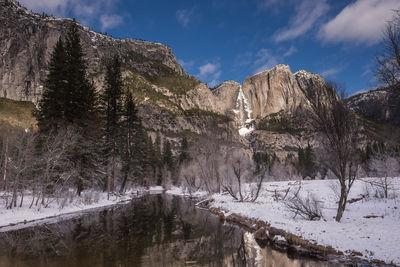 Scenic view of snow covered mountain against sky