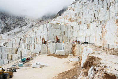 People on snow covered land