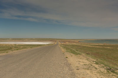 The road through the steppes to the aral sea.kazakhstan,2019