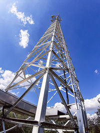 Low angle view of ferris wheel against blue sky