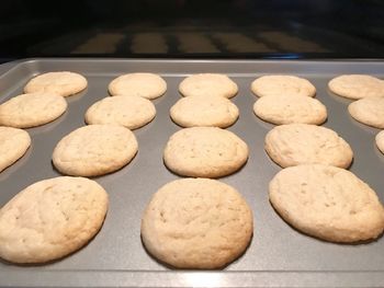 High angle view of cookies