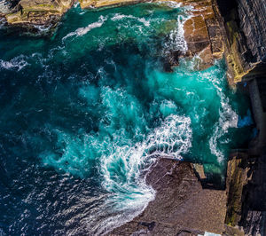 High angle view of sea and rocks