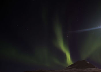 Scenic view of landscape against sky at night