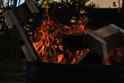 Close-up of fire pit