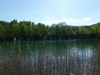 Scenic view of lake against sky