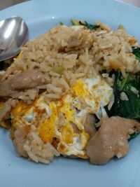 Close-up of breakfast served in plate