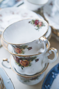 Close-up of tea cup on table