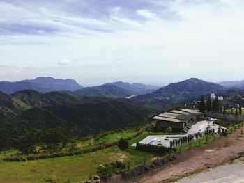 Scenic view of mountains against sky