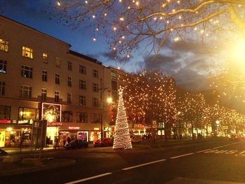 Illuminated street light at night